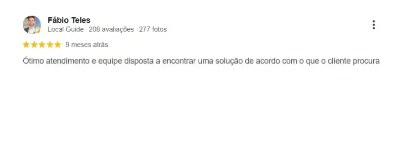 Avaliação 5 estrelas de cliente da Moldura Minuto